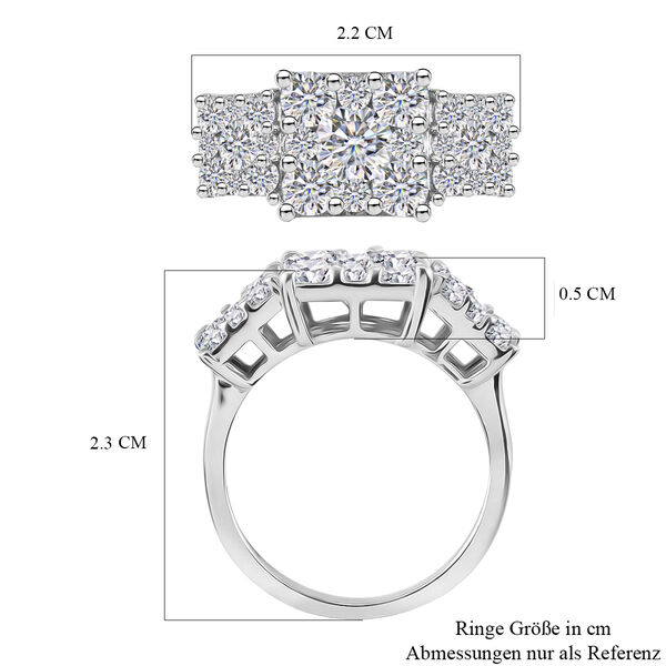 LUSTRO STELLA Hergestellt mit ZIRKONIA Cluster-Ring 925 Silber Platin-&Uuml;berzug image number 6