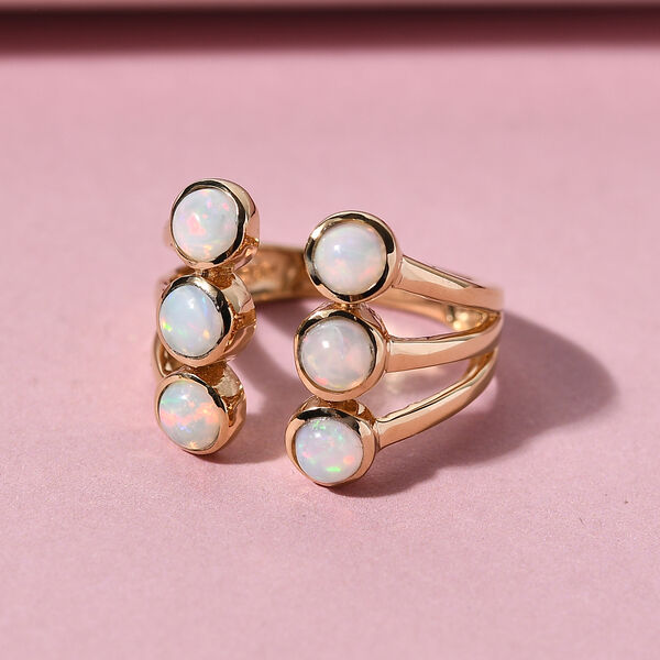 Natürlicher Äthiopischer Opal Ring 925 Silber vergoldet image number 2
