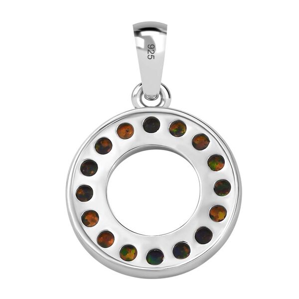 Labor erstellt schwarzen Opal Anhänger 925 Silber platiniert ca. 0,70 ct. image number 5