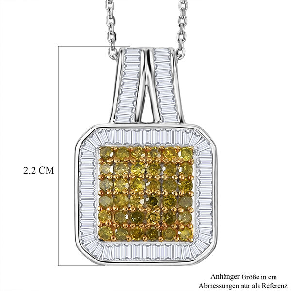 D'Joy gelber und wei&szlig;er Diamant Anh&auml;nger mit 50cm Kette - 1 ct. image number 6