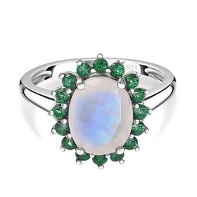 AA Regenbogen Mondstein und Signity Regenwald Topas Ring - 3,20 ct.