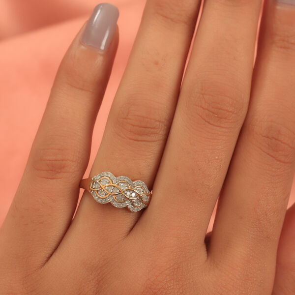 Diamant-Ring, 925 Silber Gelbgold Vermeil  ca. 0,33 ct image number 3