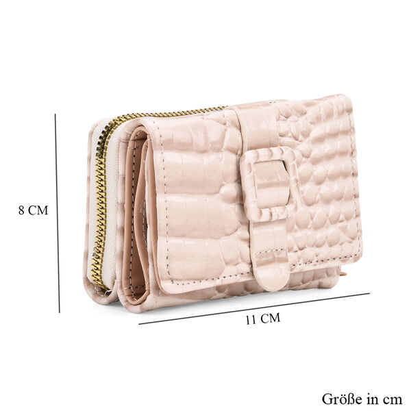 Stilvolle Geldb&ouml;rse mit Krokodilpr&auml;gung und RFID-Schutz, 11x8 cm, Beige image number 9