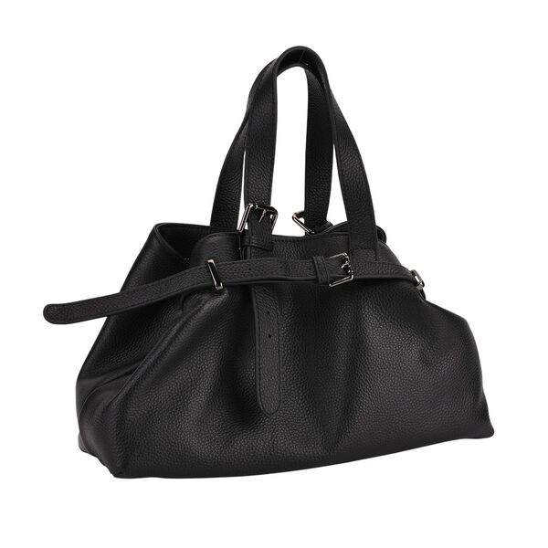 Echtleder-Crossbody-Bag im Trapez-Design, 32x12x19 cm, Schwarz image number 3