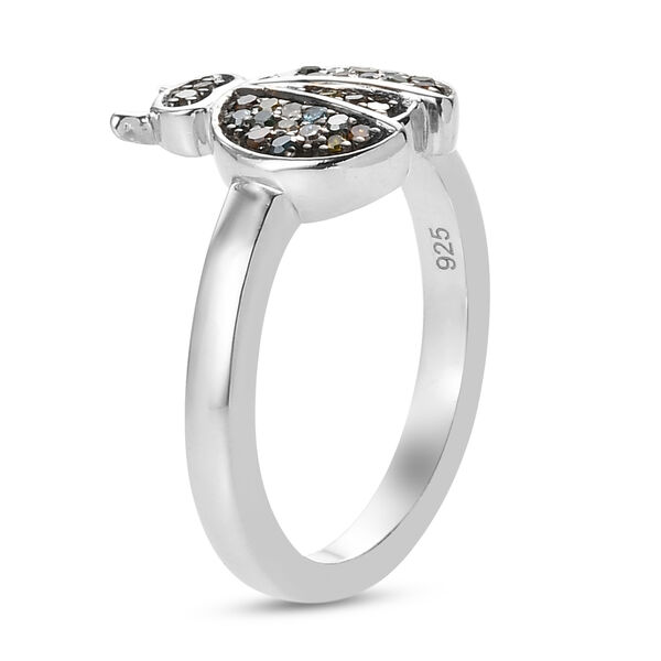 Blauer Diamant I4, Nat&uuml;rlicher Champagner Diamant Ring 925 Silber Platin-&Uuml;berlagerung ca. 0,19 ct. image number 5