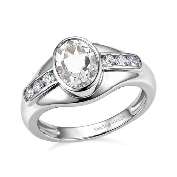 EVER TRUE Wei&szlig;er Topas, Wei&szlig;er Zirkonia Ring 316L Edelstahl (Gr&ouml;&szlig;e 20.00)