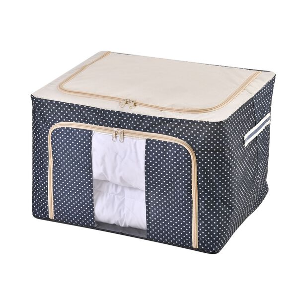 66L Stapelbare Aufbewahrungsbox mit Metallrahmen, Blaues Punkte Muster image number 6
