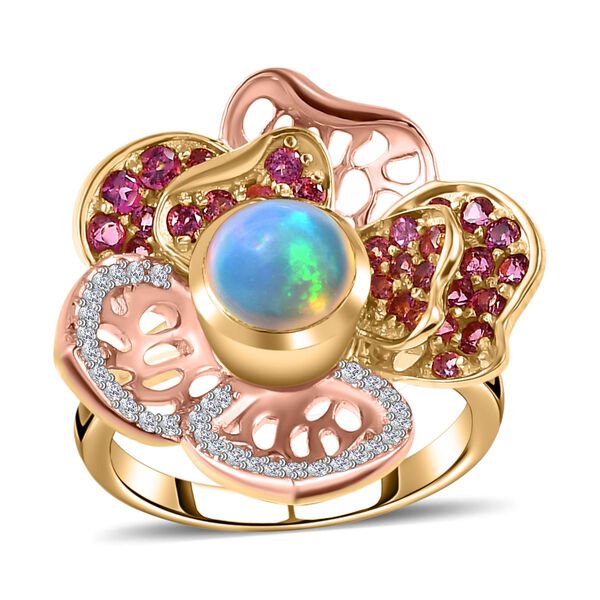 GP Italian Garden Kollektion - AA natürlicher, äthiopischer Welo Opal, Rhodolith Granat und Multi-Edelstein-Ring - 2,33 ct. image number 5