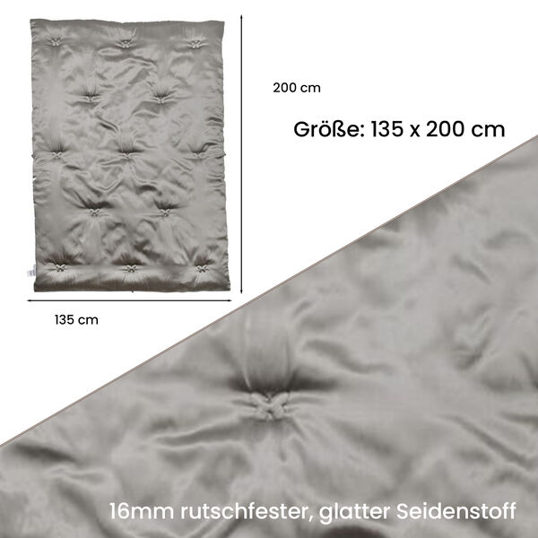 Serenity Night Seidendecke aus 100% Maulbeerseide mit 500gsm Kunstdaunenf&uuml;llung, 135x200cm, Grau image number 7