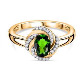 Natürlicher Chromdiopsid und Zirkon-Ring - 0,99 ct.