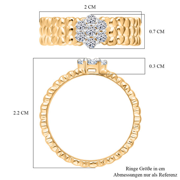LUXURIANT SI-GH Labor Diamant Ring mit Herzmotiven, 925 Silber 750 Gelbgold Vermeil - 0,25 ct. image number 5