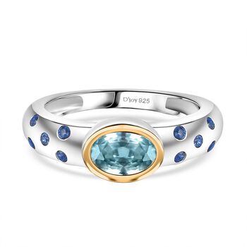 D'Joy Blauer Zirkon, Blauer Saphir Ring 925 Silber rhodiniert (Gr&ouml;&szlig;e 20.00) ca. 1,41 ct