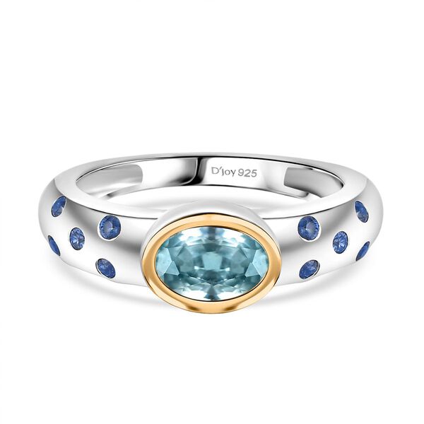 D'Joy Blauer Zirkon, Blauer Saphir Ring 925 Silber rhodiniert (Gr&ouml;&szlig;e 20.00) ca. 1,41 ct