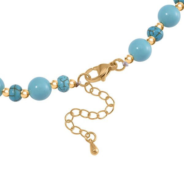 Sleeping Beauty T&uuml;rkisfarbene Muschelperle (7-9 mm), Blauer Howlit Halskette ca. 45 cm+ 5 cm Extender, vergoldet image number 4