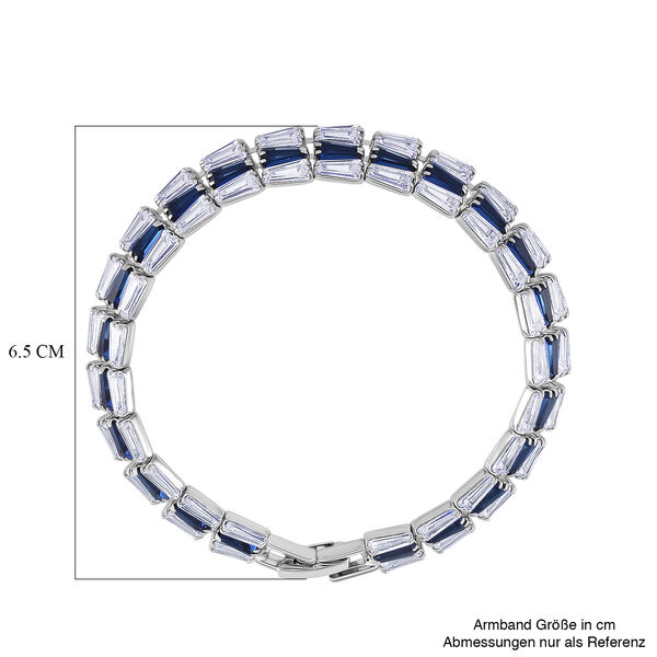 Wei&szlig;es Zirkonia und blaues Glas 19cm Armband image number 4