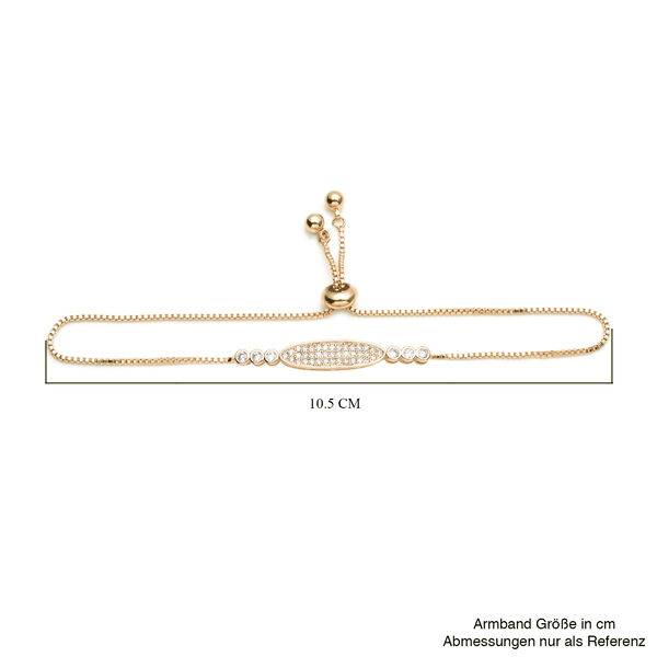 Wei&szlig;es Zirkonia Bolo-Armband, ca. 15.25 cm, goldfarben ca. 0,20 ct image number 6