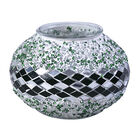 Handgefertigte orientalische Mosaik Glas Tischlampe - Weinkrug Form, Größe 12x38 cm, Silber und Grün image number 3