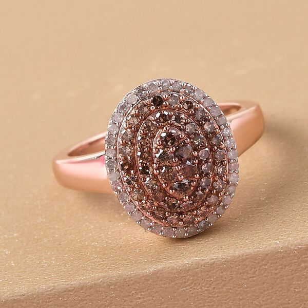 Natürlicher Champagner Diamant-Ring, 925 Silber Roségold Vermeil  ca. 0,75 ct image number 1