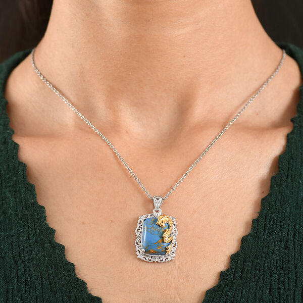 EVER TRUE AA Blauer Mojave T&uuml;rkis Anh&auml;nger mit  316L Edelstahlkette ca. 50 cm, nickelfreies Messing ca. 12,30 ct. image number 2