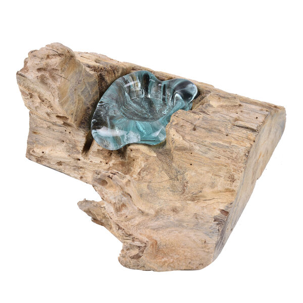 Jardin de Bali: Mundgeblasener Teelichthalter auf Naturholz