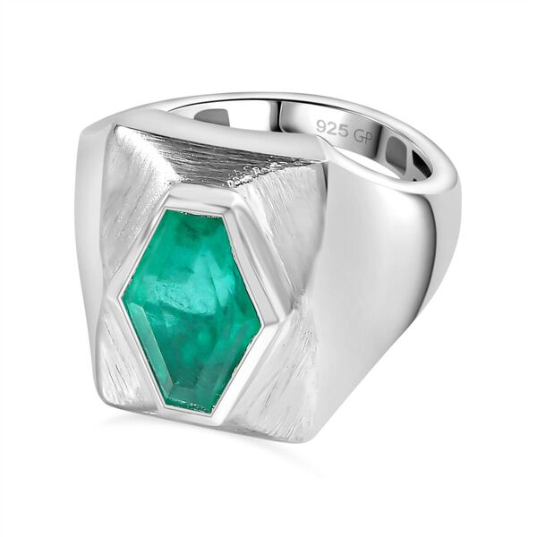 GP Art D&eacute;co Kollektion - Smaragd Triplett Quarz und Kanchanaburi blauer Saphir-Ring - 3,48 ct.