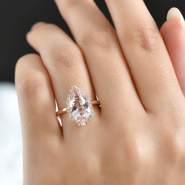 LUXORO AAA Rosa Morganit, Wei&szlig;er Diamant Ring 417 Gold (Gr&ouml;&szlig;e 20.00) ca. 3,46 ct image number 2