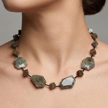 EverTrue Labradorit und schwarze Spinell 45cm Halskette - 360 ct.