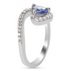 Tansanit und Zirkon Halo Ring 925 Silber Platin-Überzug image number 4