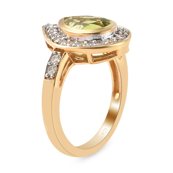 Peridot und Zirkon Ring 925 Silber 585 Vergoldet image number 2