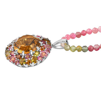 D'Joy AA Citrin, Mehrfarbig-Turmalin Schmuckset ca. 50 cm 925 Silber rhodiniert ca. 41,25 ct.