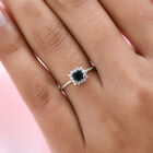 Blaugrüner Grandidierit und weißer Zirkon Ring 925 Silber platiniert (Größe 17.00) ca. 0,50 ct image number 2