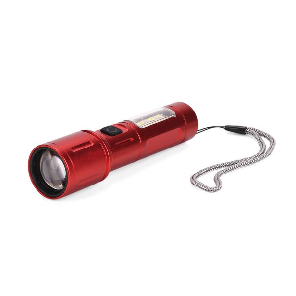LIVMORE 6 in 1 LED-Taschenlampen aus Metall mit SOS Funktion, wiederaufladbar, 14x3,5 cm, Rot image number 4