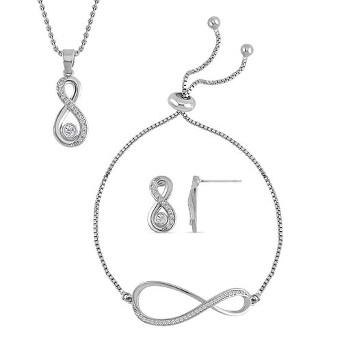 Weißer Zirkonia Schmuckset Reines Messing image number 0