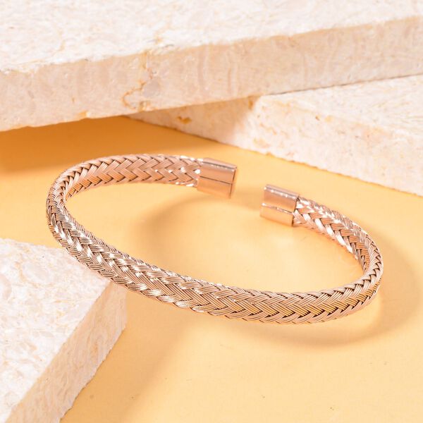 Reiner Edelstahl IP Rosa Plattierung Armreif ca. Flexibles cm ca. 15,00g image number 2