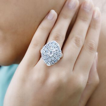 Himmelblauer Topas Ring, 925 Silber rhodiniert (Gr&ouml;&szlig;e 17.00) ca. 5.47 ct