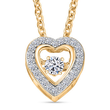LUXURIANT SI-GH Labor Diamant Anh&auml;nger mit 45cm Kette, 925 Silber 750 Gelbgold Vermeil - 0,25 ct.