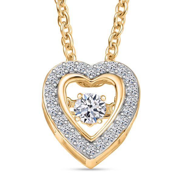LUXURIANT SI-GH Labor Diamant Anh&auml;nger mit 45cm Kette, 925 Silber 750 Gelbgold Vermeil - 0,25 ct.