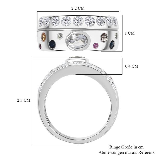 D joy AAA Premium Malagasy Regenbogen Mondstein, Mehrfarbig Saphir Ring 925 Silber rhodiniert (Gr&ouml;&szlig;e 17.00) ca. 1.35 ct image number 7