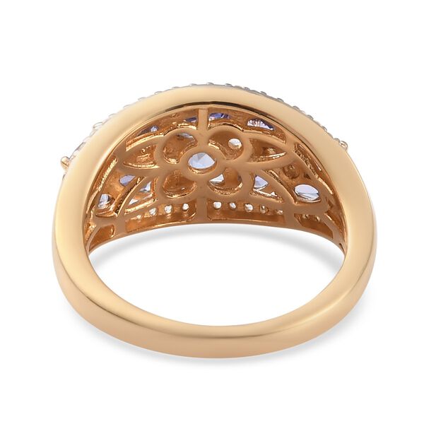 Tansanit und Zirkon Cluster Ring 925 Silber Gelbgold Vermeil image number 6