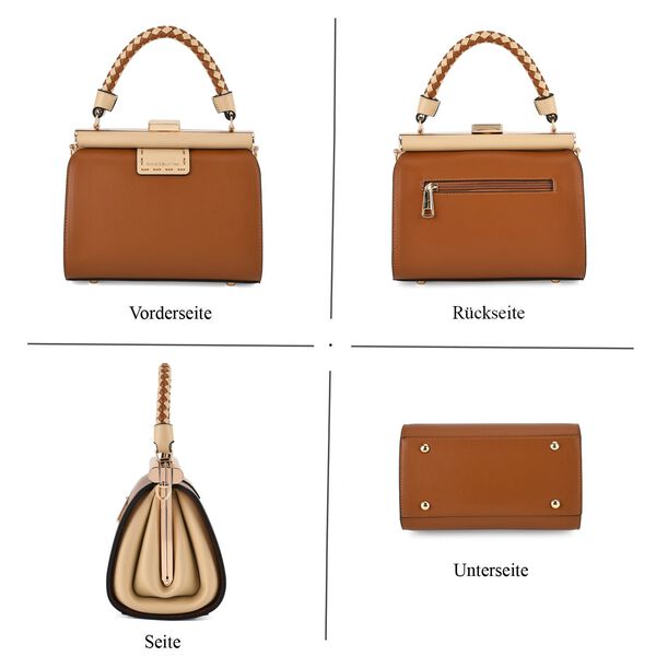 "Life style Color:Beige with brown /Profile:Set of 2 PU Crossbody Bag with wallet wall(exterior): PU  Lining(interior): polyester Pockets(exterior):clasp-1,zipped-1; Pockets(interior):zipped-2,slid-1 Pockets(exterior):clasp-1 Pockets(interior):card slot-6 image number 4