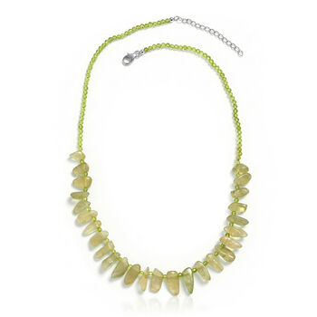 D'Joy nat&uuml;rliche gr&uuml;ne Kunzit und Peridot 45+5cm Halskette - 110 ct.