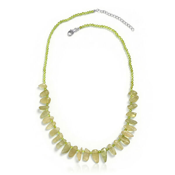 D'Joy nat&uuml;rliche gr&uuml;ne Kunzit und Peridot 45+5cm Halskette - 110 ct. image number 3