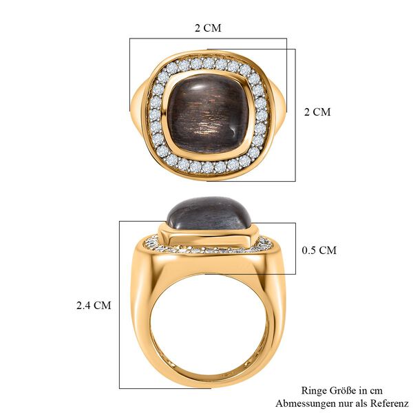 AA goldglänzender Mondstein und Zirkon-Ring image number 7