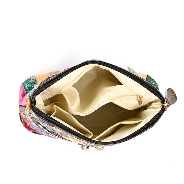 Chaos by Elsie- Echtleder Crossbody Bag mit RFID-Schutz und Kroko-Prägung, Rautenmuster image number 10