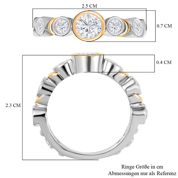GP Celestial Dream Kollektion - Moissanit Ring 925 Silber Rhodiniert und 750 Gelbgold Vermeil (Größe 19.00) ca. 1.05 ct image number 7