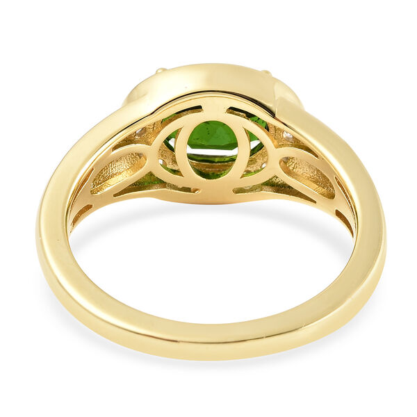 Nat&uuml;rlicher Chromdiopsid und Zirkon Halo Ring 925 Silber vergoldet  ca. 2,25 ct image number 4