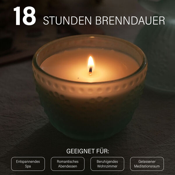 Premium Kollektion: Handgefertige Duftkerze im Glasgef&auml;&szlig;, 18h Brenndauer, Mintgr&uuml;n image number 4