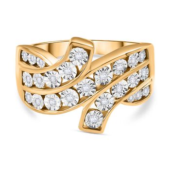 Wei&szlig;er Diamant-Ring, 925 Silber 750 Gelbgold Vermeil - 0,14 ct.