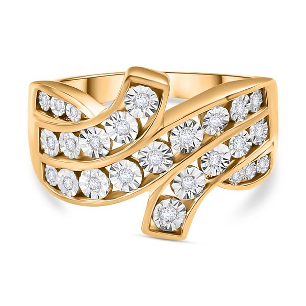 Wei&szlig;er Diamant-Ring, 925 Silber 750 Gelbgold Vermeil - 0,14 ct.