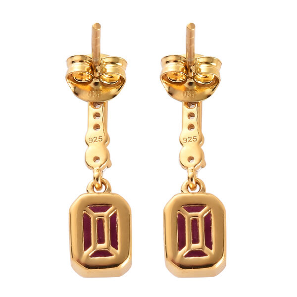 Afrikanische Rubin und Zirkon-Ohrh&auml;nger, (Fissure gef&uuml;llt), 925 Silber vergoldet ca. 3,07 ct&nbsp; image number 5